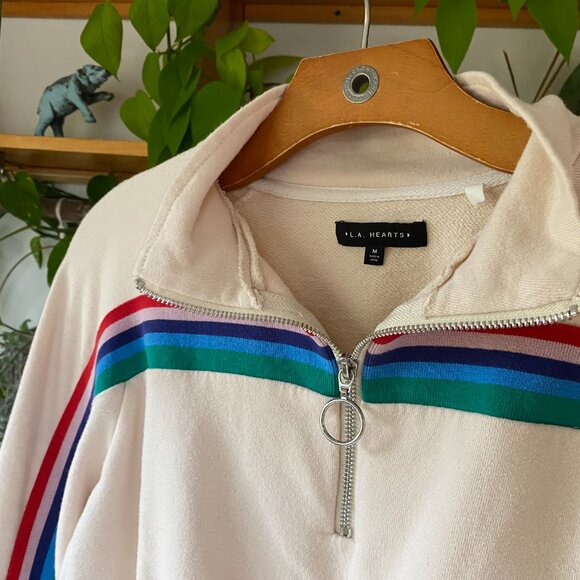 Retro 90's Crop Rainbow Sweater Zip Sweatshirt S/M - Picture 4 of 7